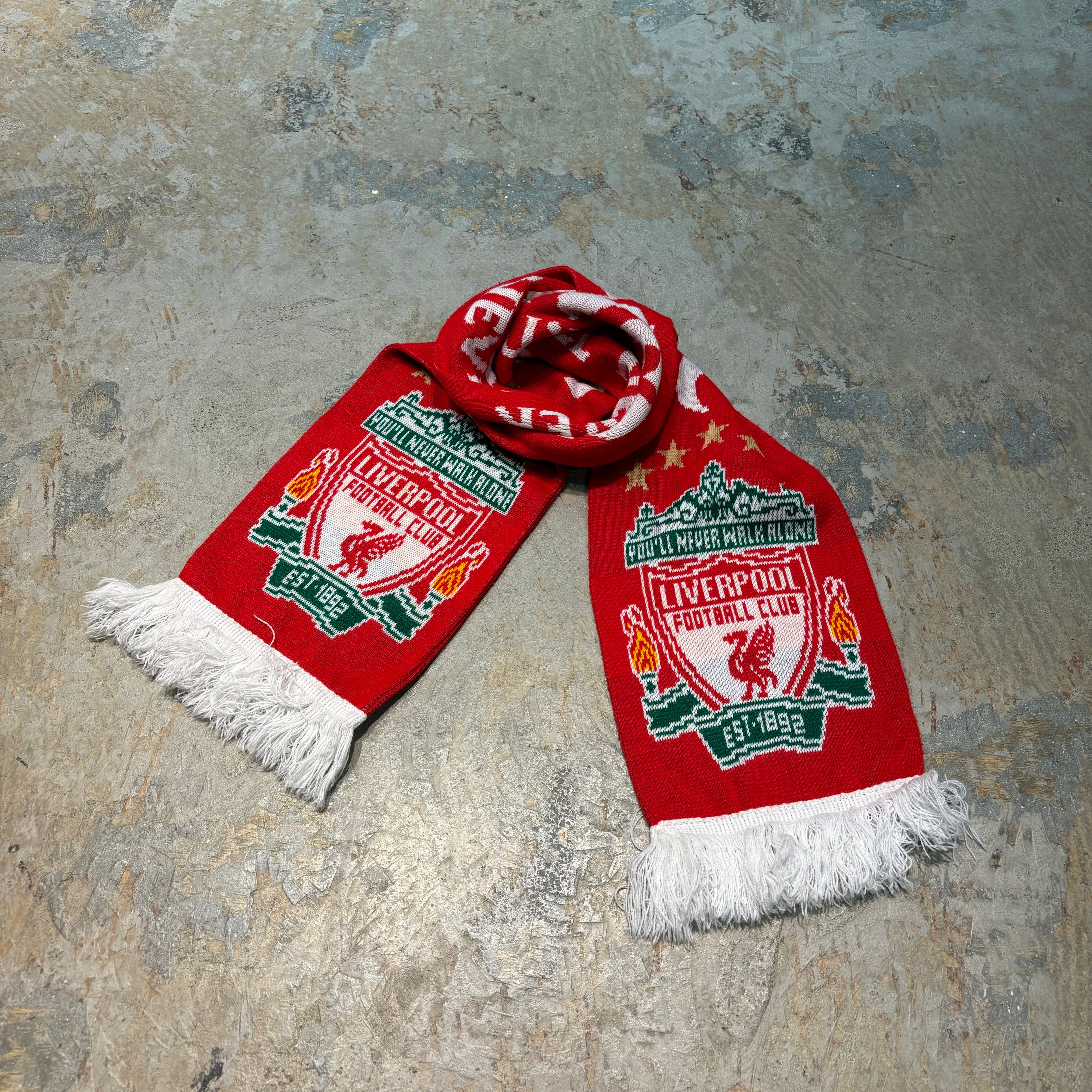 LIVERPOOL リヴァプール　赤マフラー LFC (未使用) 古着 サッカーマフラー /LIVERPOOL.FC/リヴァプールFC/YOU'LL NEVER