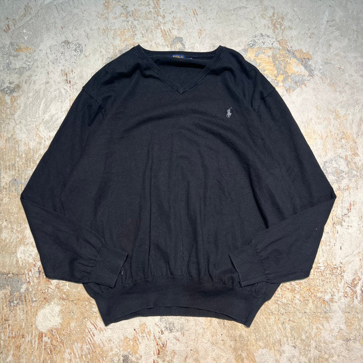 #3711 古着 POLO by Ralph Lauren/ラルフローレン / PIMA Cotton knit V Neck Sweatrer Shirts/ピマコットLンニットＶネックセーター/サイズXX