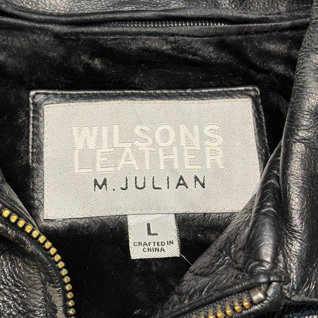 古着 WILSONS LEATHER/ ウィルソンズレザー/ 本革ジップアップレザージャケット/ 牛革/ 裏地ファー/ サイズL