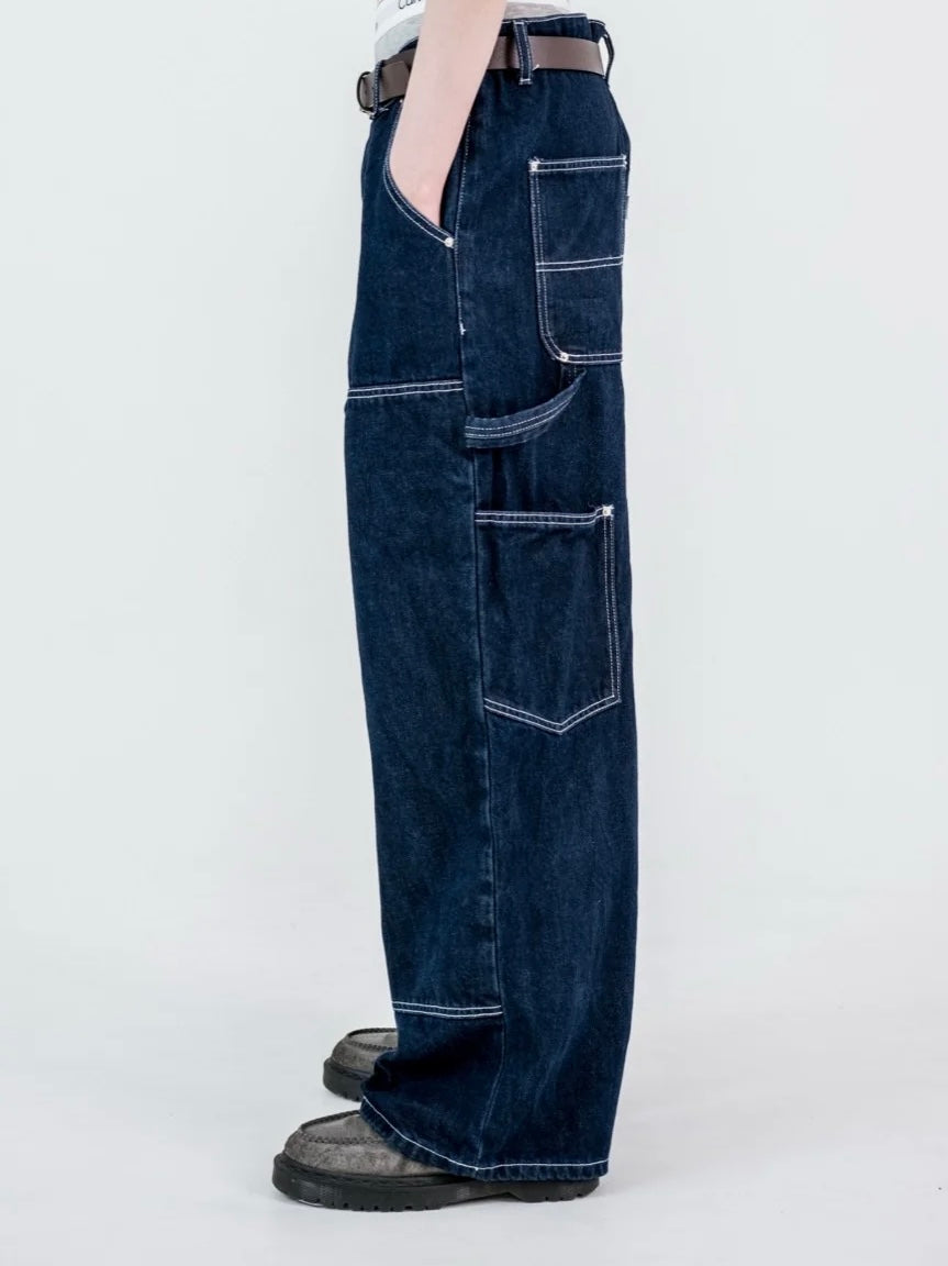 バギーフィット ダブルニー デニムパンツ