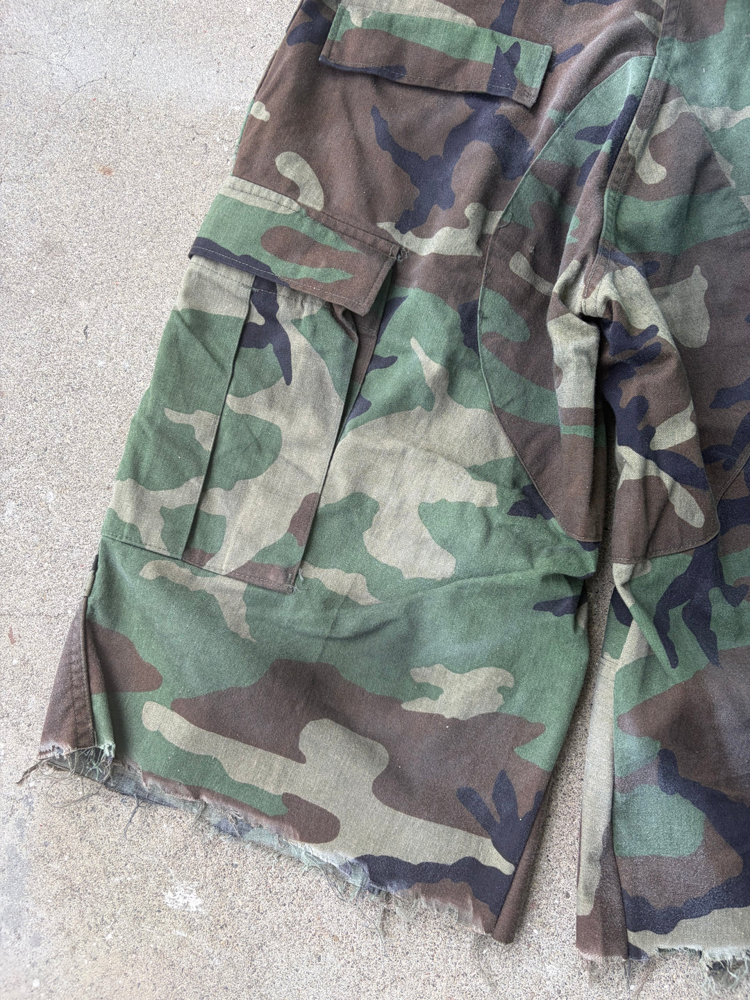 Distressed Sashiko Baggy Camo Shorts W34