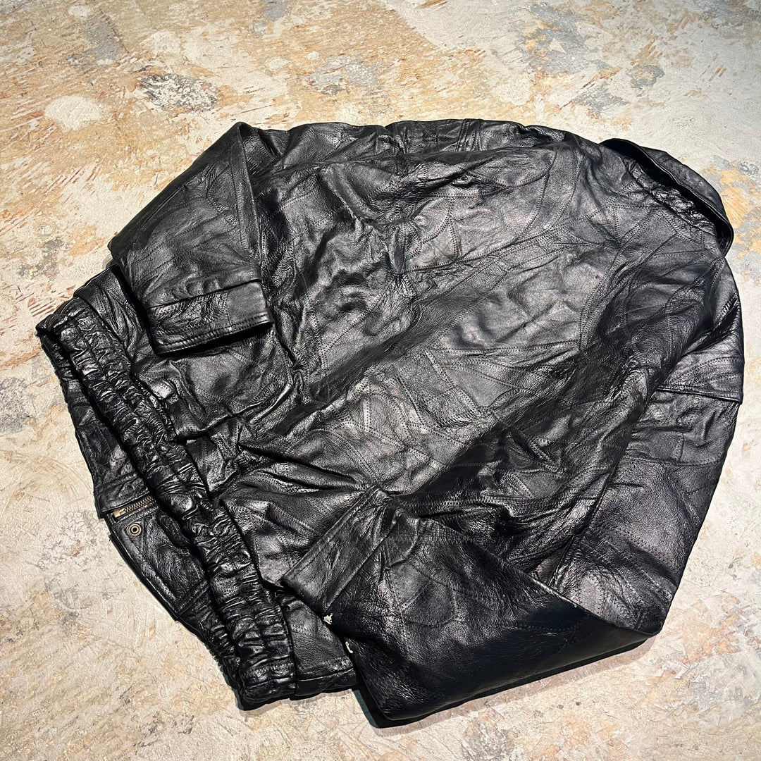 #2036 Unknow 古着/Leather jacket/ジップアップレザージャケット/サイズXL