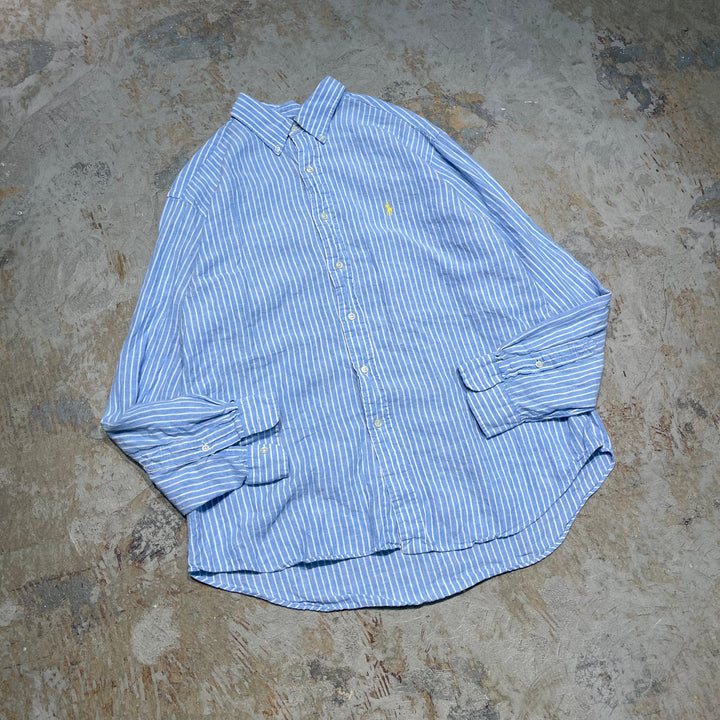 #4329 Ralph Lauren/ラルフローレン L/S B.D Shirts/ボタンダウンシャツ/CLASSIC FIT/ストライプ柄/サイズXL