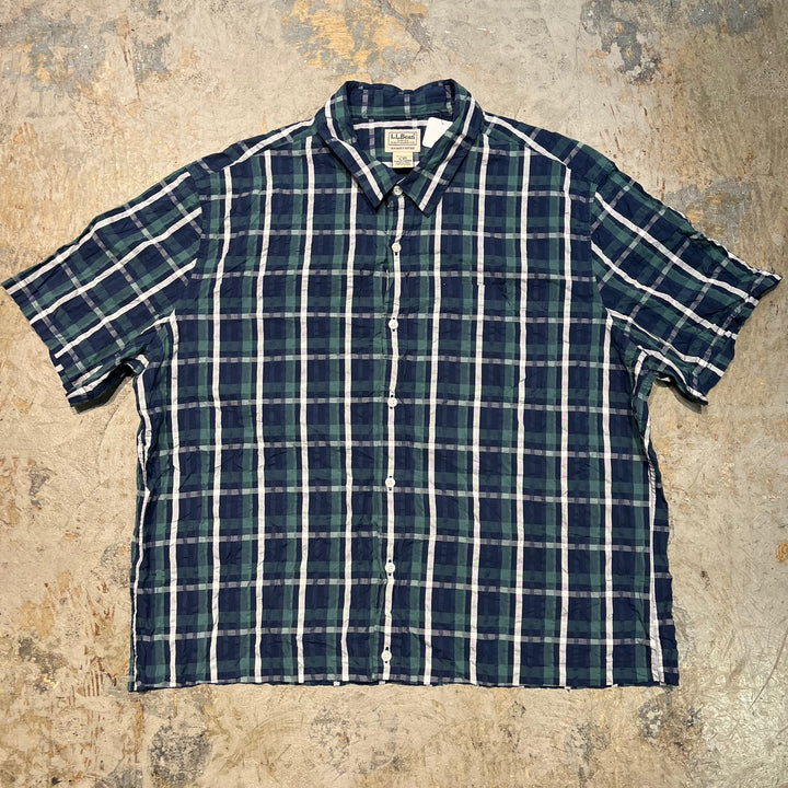 古着 L.L.Bean/ エルエルビーン/ 半袖シャツ/ チェック柄/ リメイク/サイズXL