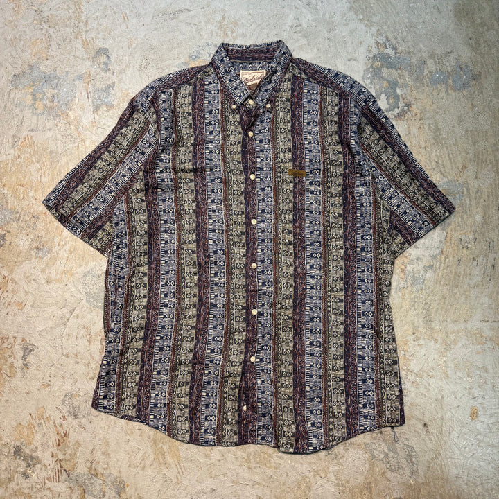 古着 Woolrich/ ウールリッチ/  ボタンダウン半袖シャツ/ 総柄/ サイズL