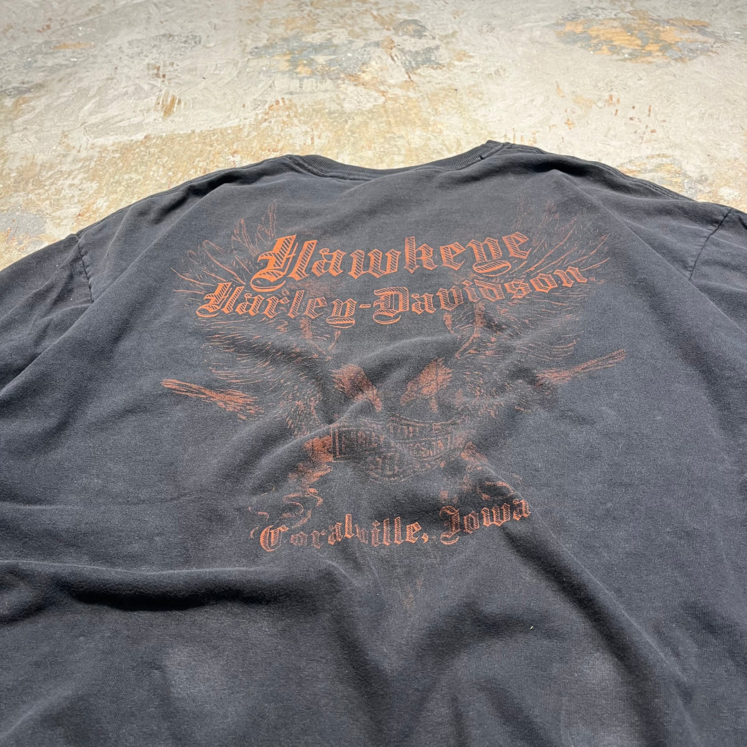 古着 USA製 Harley-Davidson/ハーレー ダビッドソン/hawkeye/LIVE TO RIDE/ワールドクラス モーターサイクルズ/プリントTシャツ サイズXXL