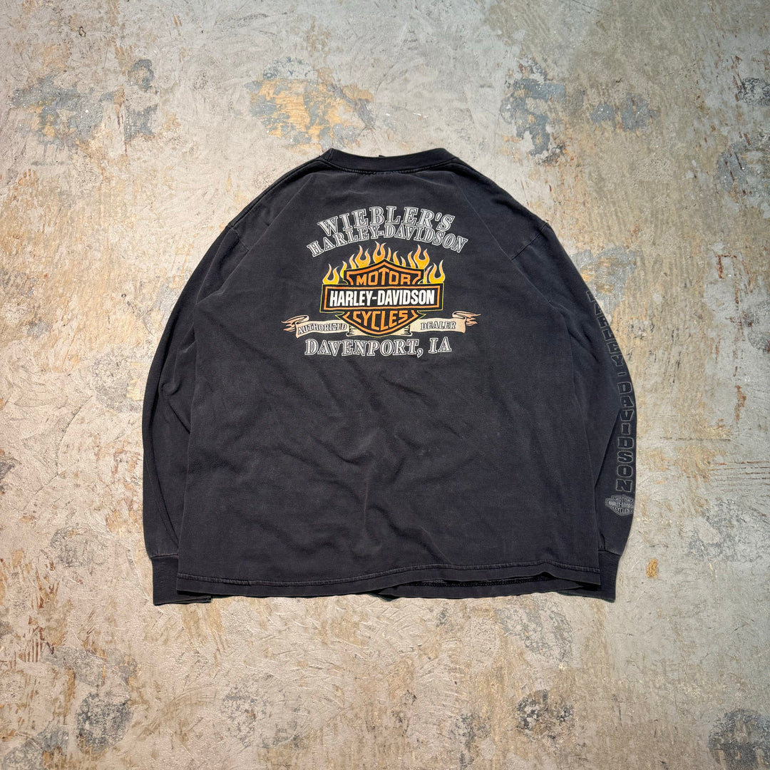 古着 USA製 Harley-Davidson/ハーレーダビッドソン/ プリント長袖Tシャツ/ サイズL