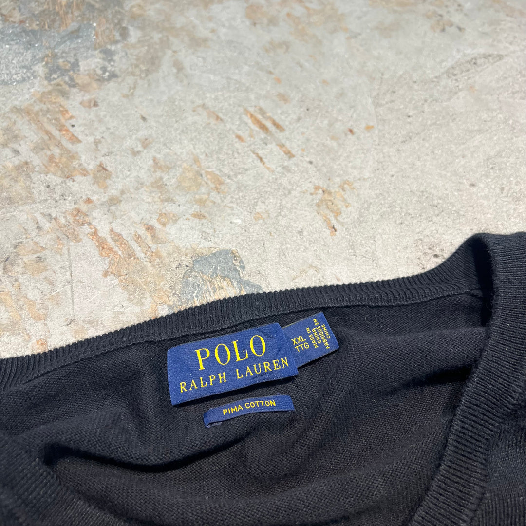 #3711 古着 POLO by Ralph Lauren/ラルフローレン / PIMA Cotton knit V Neck Sweatrer Shirts/ピマコットLンニットＶネックセーター/サイズXX