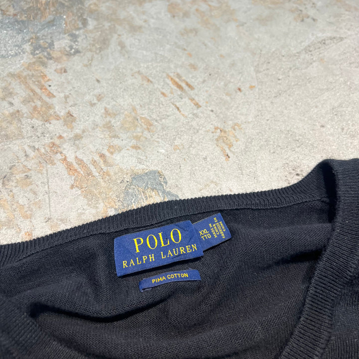 #3711 古着 POLO by Ralph Lauren/ラルフローレン / PIMA Cotton knit V Neck Sweatrer Shirts/ピマコットLンニットＶネックセーター/サイズXX