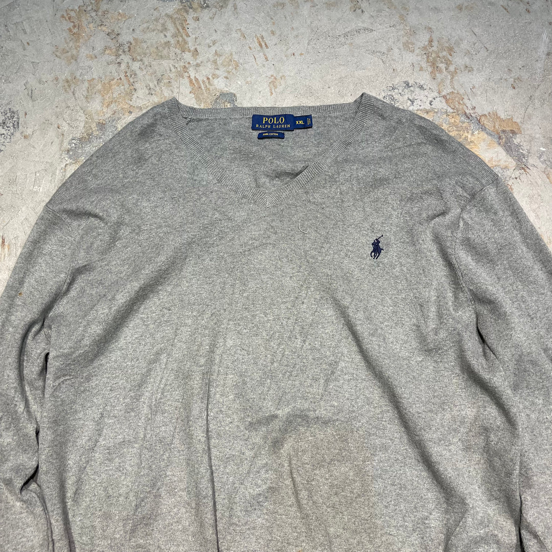 #3687古着/ラルフローレン/POLObyRalphLauren/コットンニット/Cottonknit/Ｖネック/サイズXXL