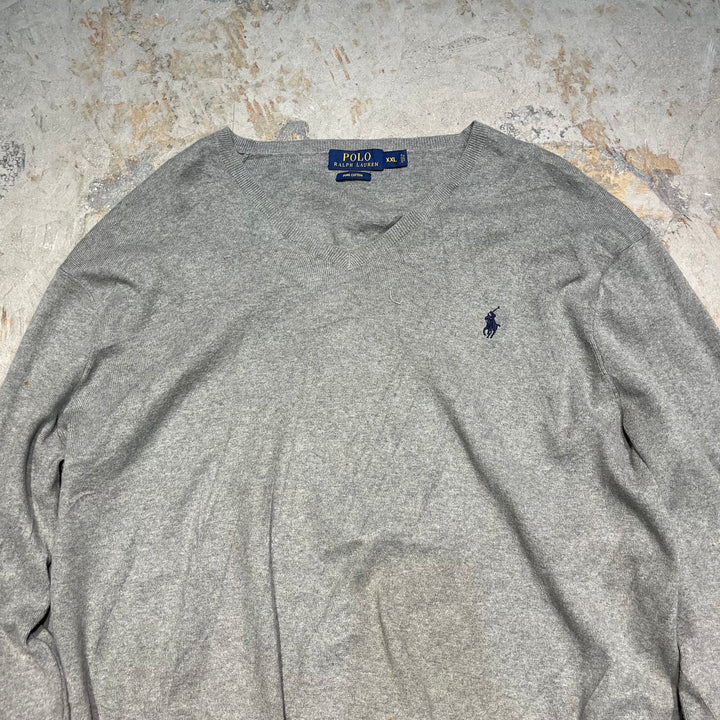 #3687古着/ラルフローレン/POLObyRalphLauren/コットンニット/Cottonknit/Ｖネック/サイズXXL