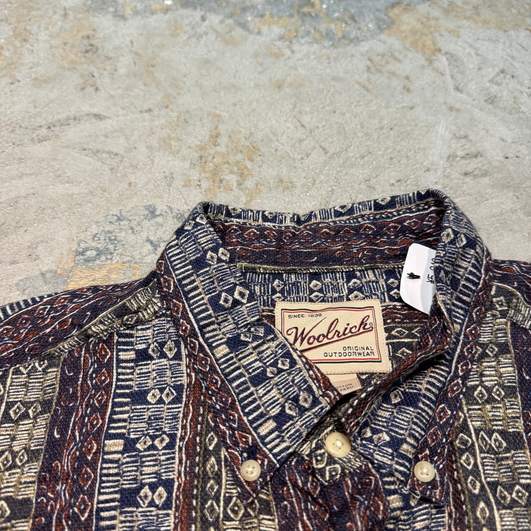 古着 Woolrich/ ウールリッチ/  ボタンダウン半袖シャツ/ 総柄/ サイズL