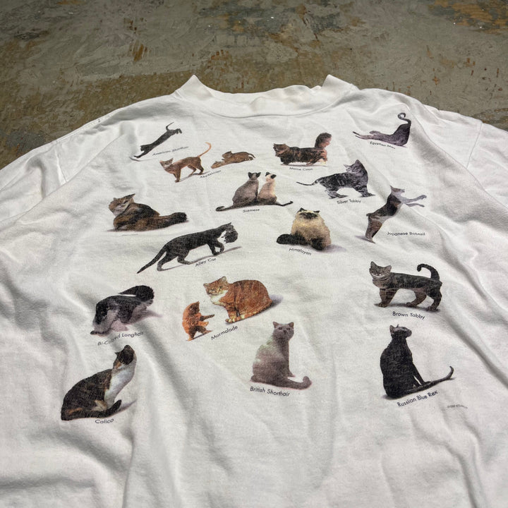 #4714 古着 USAvintage 猫プリント/ヴィンテージ シングルステッチ Tシャツ/サイズL相当