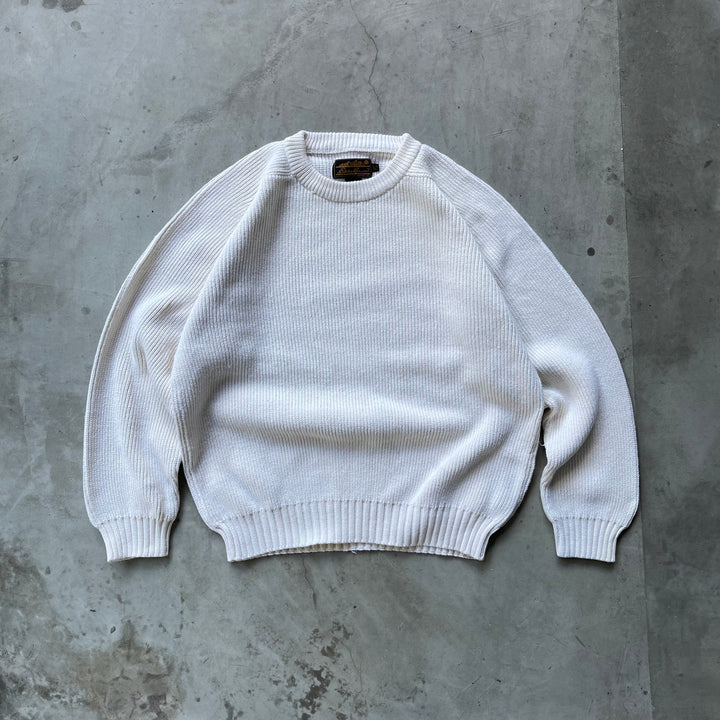 古着 80's Eddie Bauer/ エディーバウアー/ クルーネックコットンニットセーター/ 黒タグ/サイズL