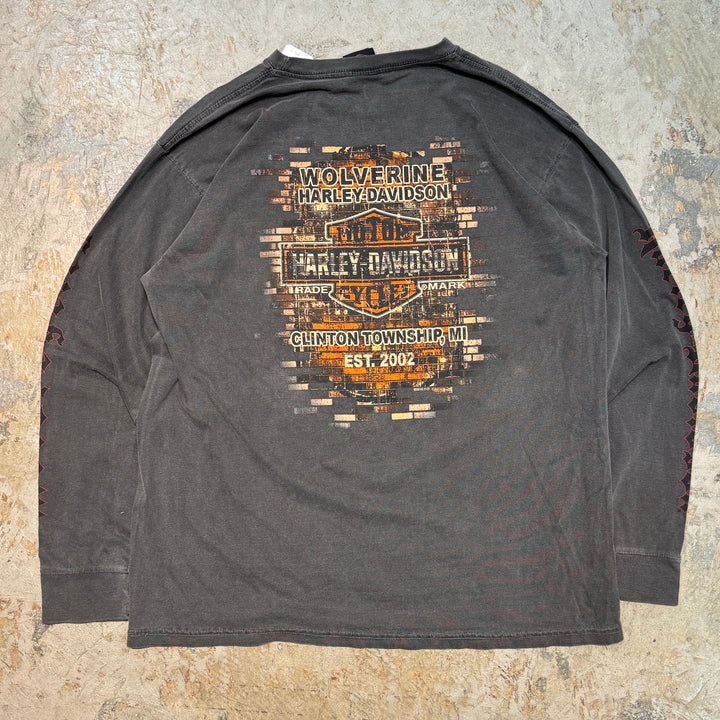 古着 Harley-Davidson/ハーレーダビッドソン/ ロングスリーブプリントTシャツ/サイズL