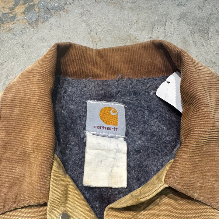 古着 Carhartt/ カーハート/ トラッカージャケット/ ダック地/ 裏地ブランケット/ 襟コーデュロイ/ サイズL相当
