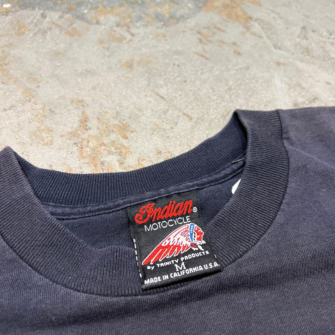 古着 USA製 94's インディアン モーターサイクル / バイク / ヴィンテージ シングルステッチ プリントTシャツ/サイズM