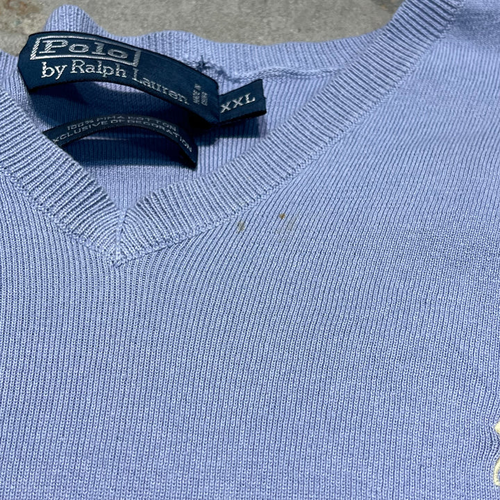#3698古着/ラルフローレン/POLObyRalphLauren/コットンニット/Cottonknit/Ｖネック/サイズXXL