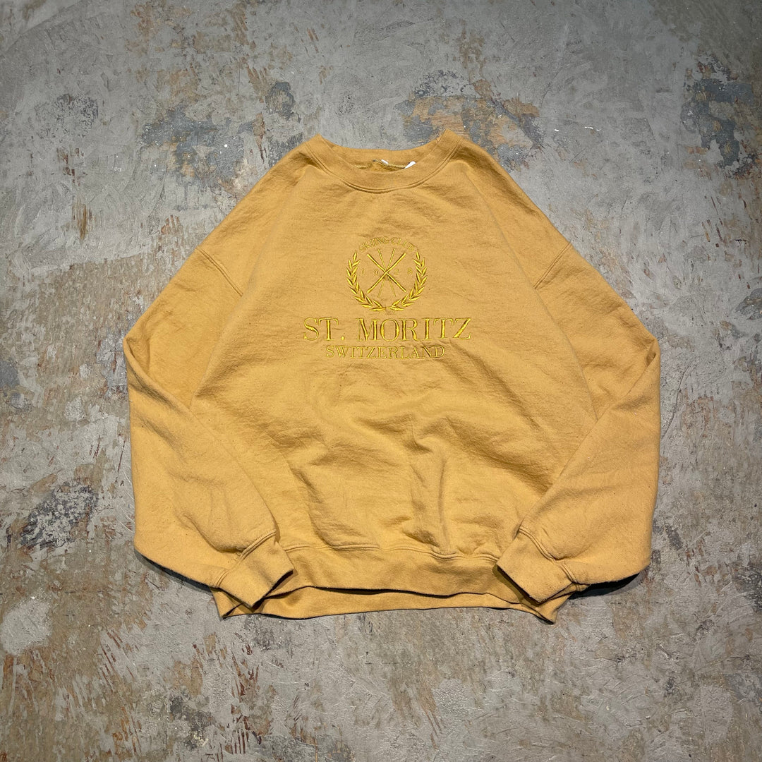 #4122 古着 Unknow/Crew Neck Print Sweat/クルーネックプリントスウェット/ST.MORITZ SWITZERLAND/サイズXL相当