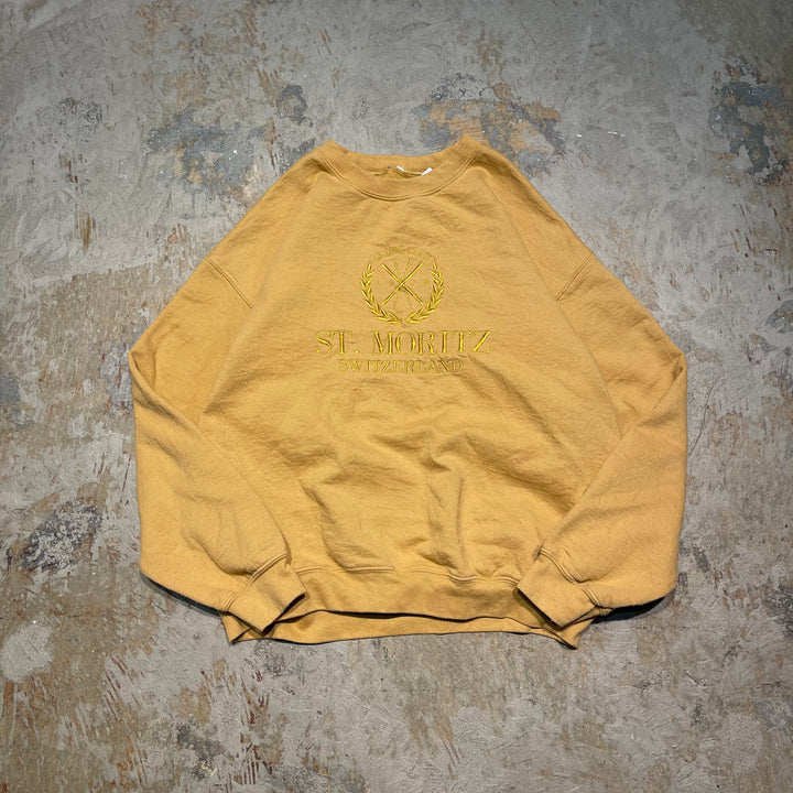 #4122 古着 Unknow/Crew Neck Print Sweat/クルーネックプリントスウェット/ST.MORITZ SWITZERLAND/サイズXL相当
