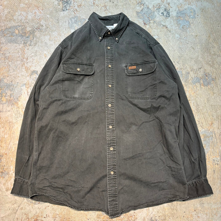古着 carhartt/カーハート/ ボタンダウン長袖シャツ/ 無地/ サイズL