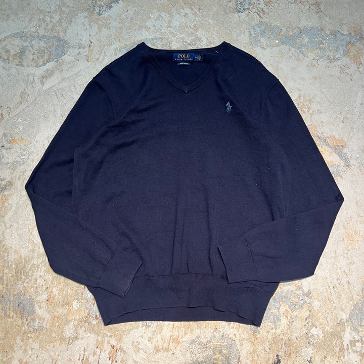 #3705 古着 POLO by Ralph Lauren/ラルフローレン /PIMA Cotton knit V Neck Sweatrer/ピマコットンニット Ｖネックセーター/サイズM
