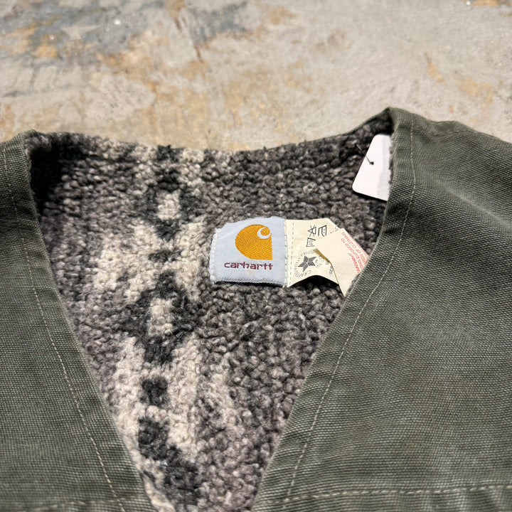 古着 USA製 90's Carhartt/ カーハート/ ダックベスト/ シェルパ裏地付き/ サイズXL