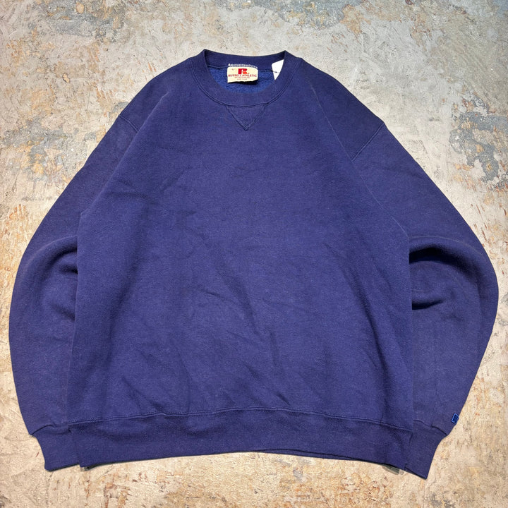 古着 USA製 80's〜 RUSSELL ATHLETIC/ ラッセルアスレチック/ ブランククルーネックスウェット/ 無地/ 前Vガゼット/ サイズL