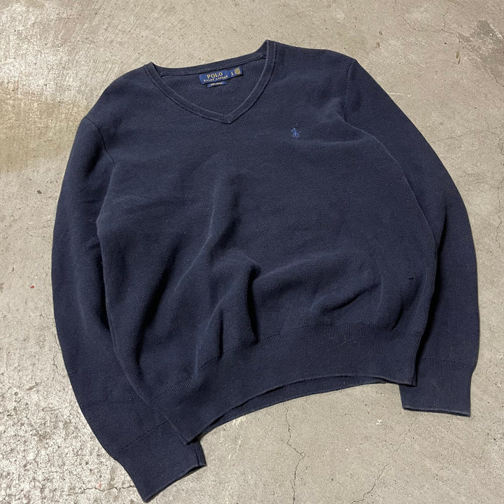 #3704古着 POLO by Ralph Lauren/ラルフローレン /PIMA Cotton knit V Neck Sweatrer/ピマコットンニット Ｖネックセーター/サイズL