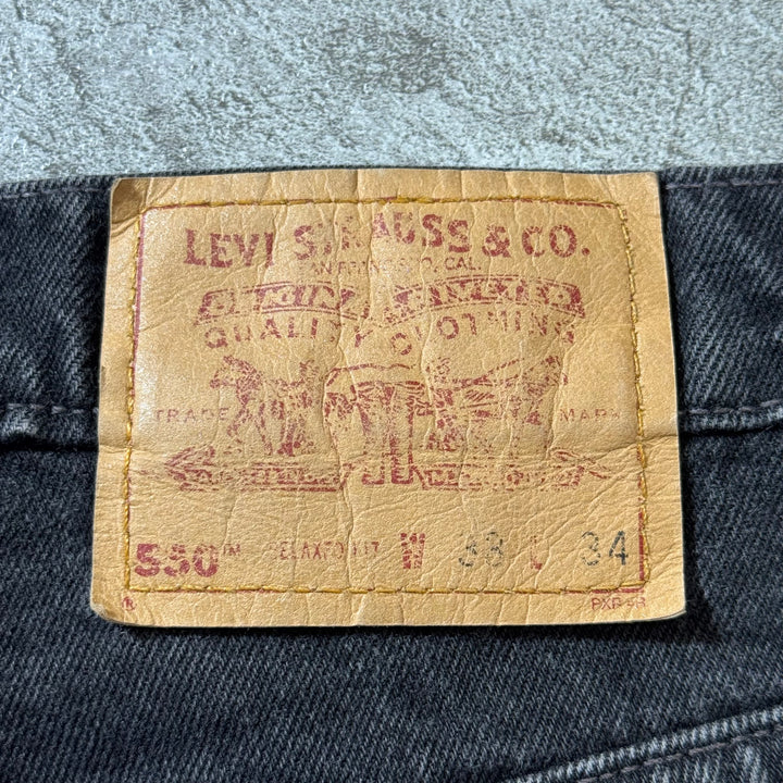 古着 Levi's 00s リーバイス ブラックデニムパンツ 550 実寸サイズ36×34