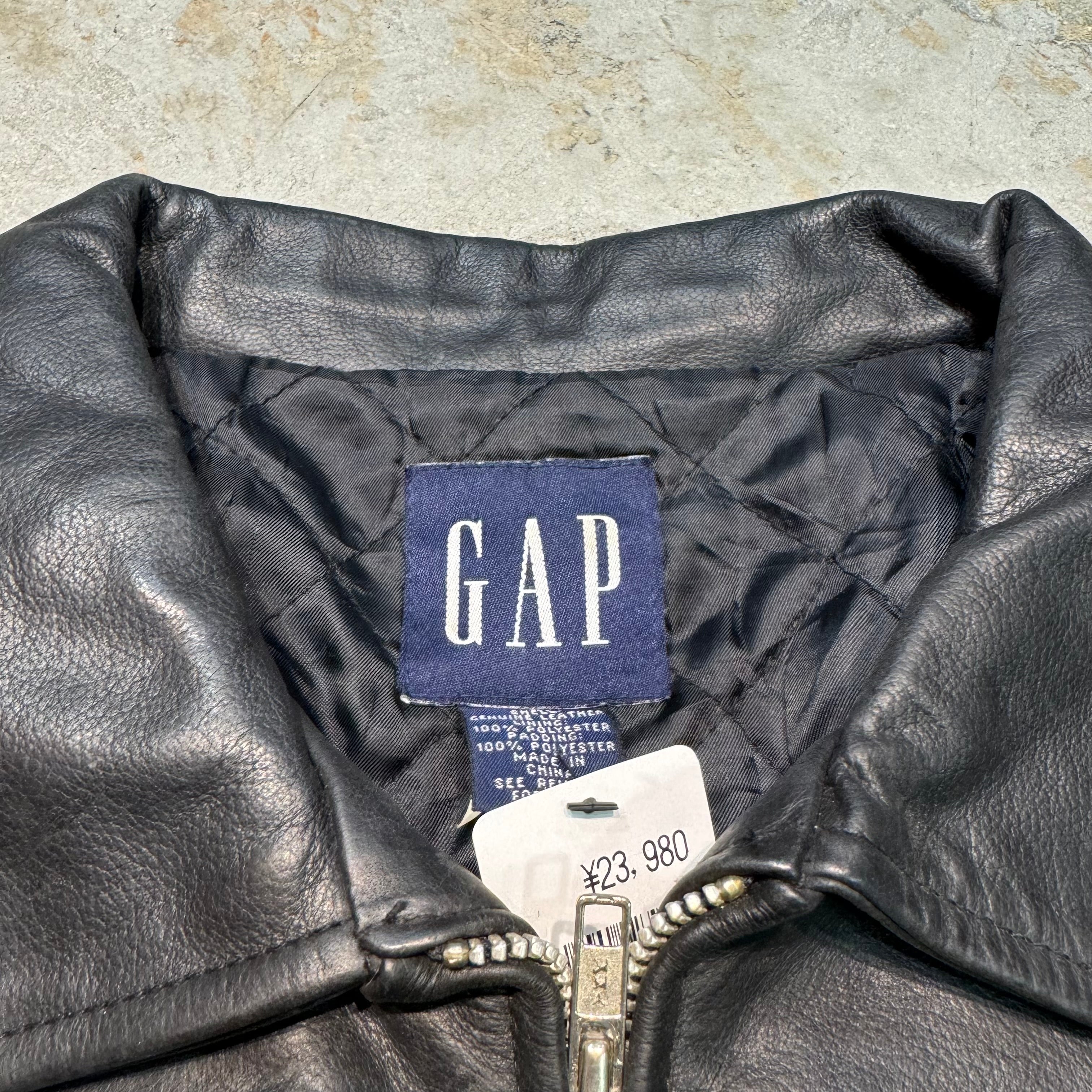 古着 GAP/ 本革ジップアップレザージャケット / 牛革/ サイズXL 古着 GAP/ギャップ/ ジップアップレザージャケット/サイズXL – 無尽/MUJIN