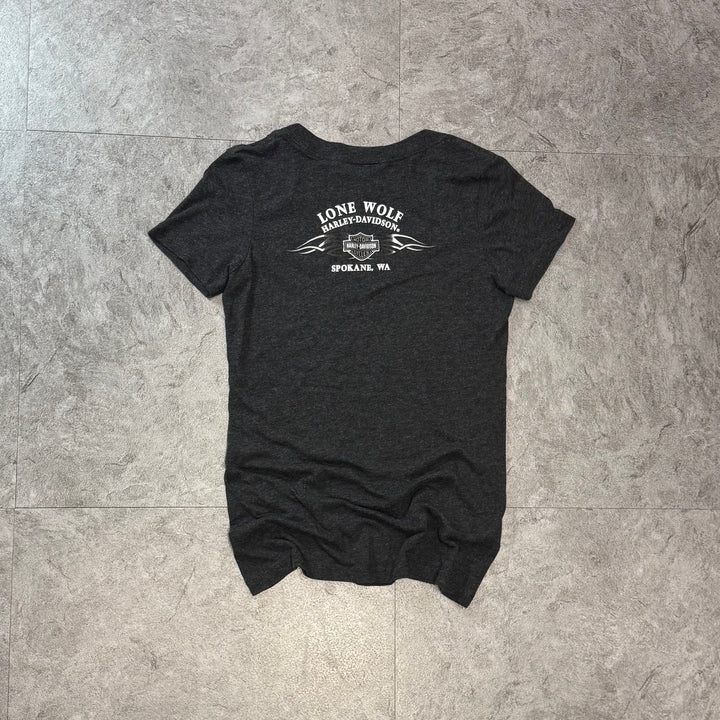 古着 Harley-Davidson ハーレーダビッドソン プリントTシャツ レディース Y2K Vネック サイズS