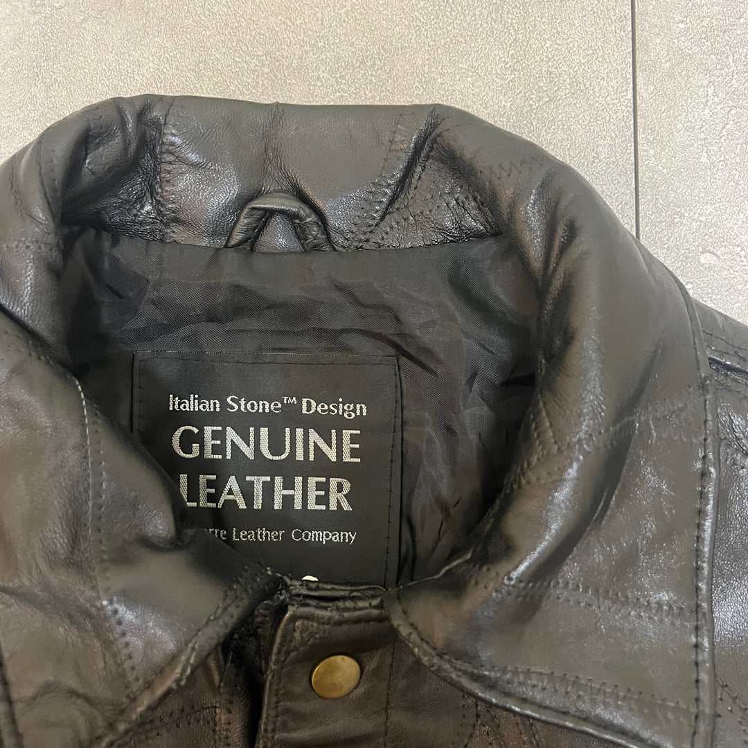#1856 Unknow 古着/Leather jacket/フロントボタンレザージャケット/サイズXXL