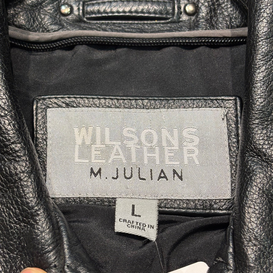 古着 WILSONS LEATHER/ ウィルソンズレザー/ 本革ジップアップレザージャケット/ 牛革/ サイズL
