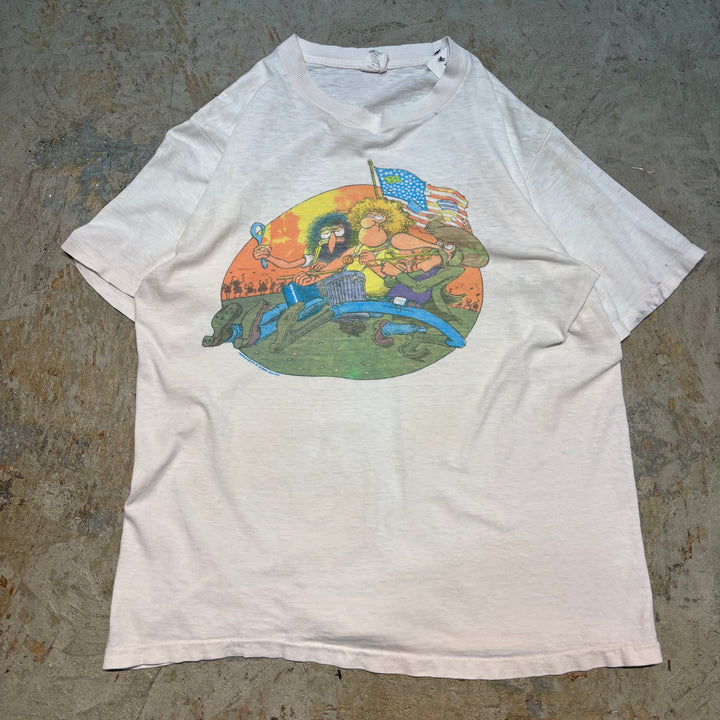 #MA251 古着 USA製 VINTAGE 75's ギルバート・シェルトン/FREAK BROTHERS/ボロ/ヴィンテージ シングルステッチ プリントTシャツ/サイズM