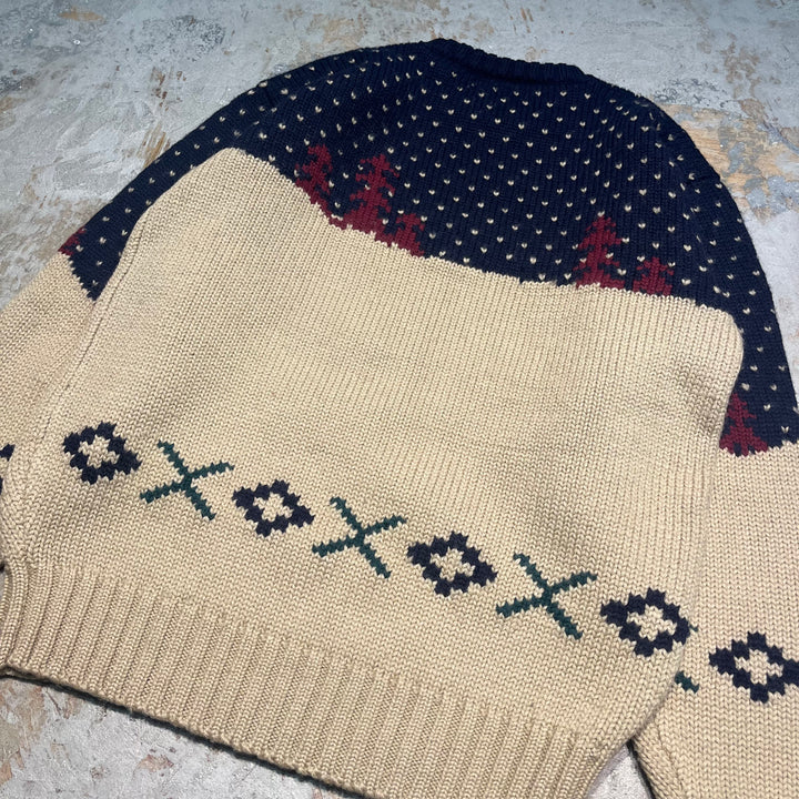 #3151 古着/Unknow/Ralph Lauren/ラルフローレン/wool Knit/バーズアイ　スキーニット/サイズXL相当