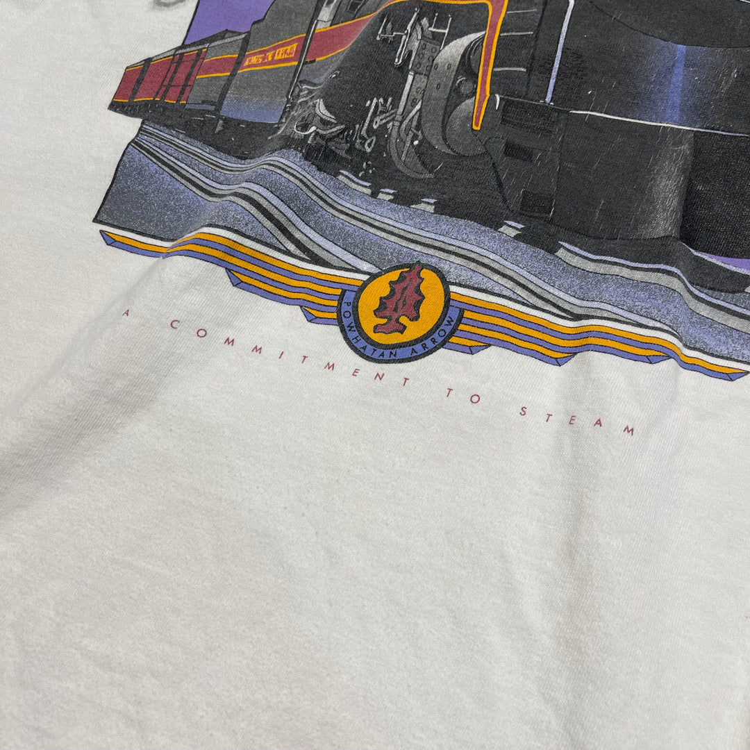古着 90's Hanes/ヘインズ / ポワタン･アロー N&W 611号流線形蒸気機関車 / 旅客列車 / ヴィンテージ シングルステッチ プリントTシャツ / サイズL