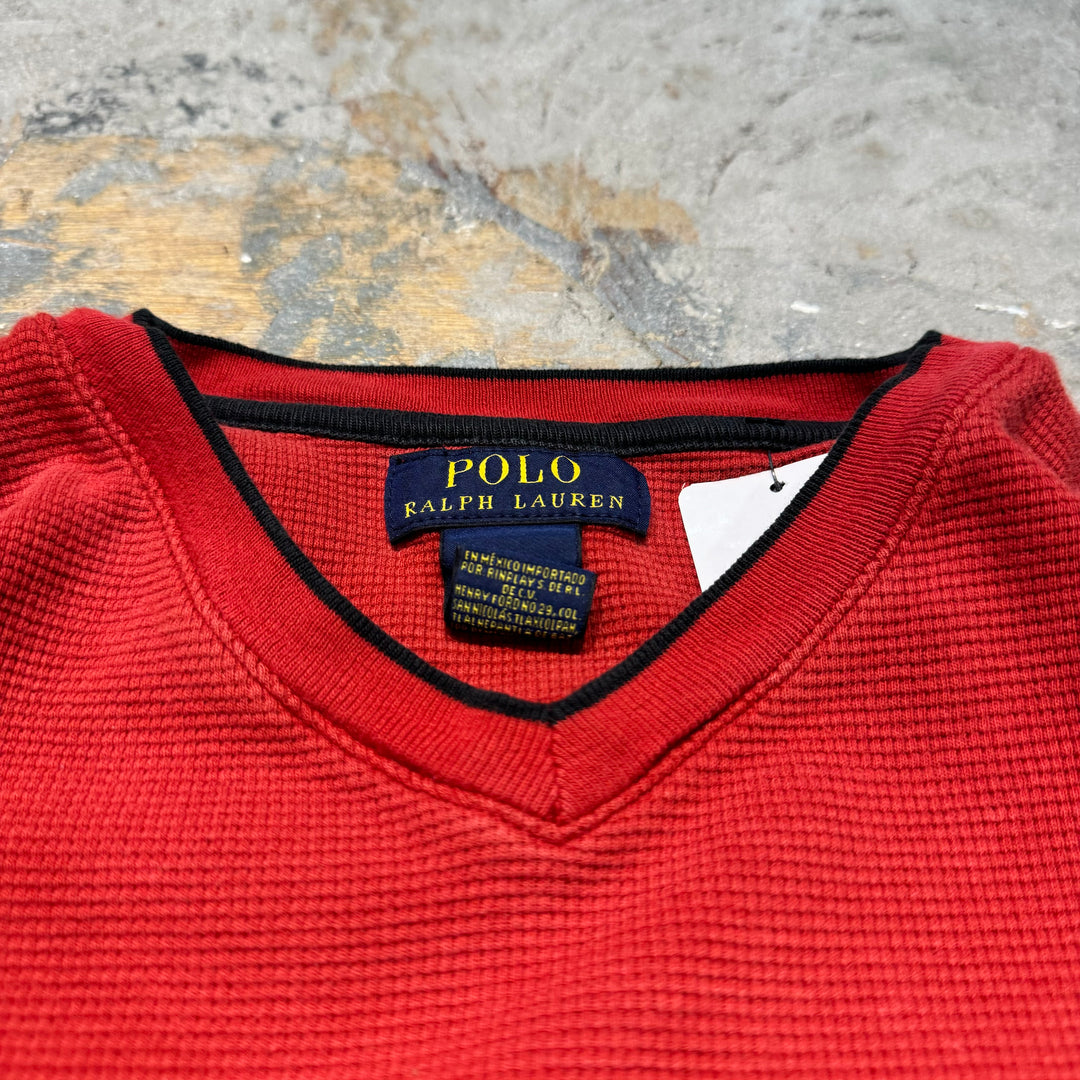 古着 POLO RALPH LAUREN/ポロラルフローレン/ VネックワッフルロングスリーブTシャツ/ サイズM