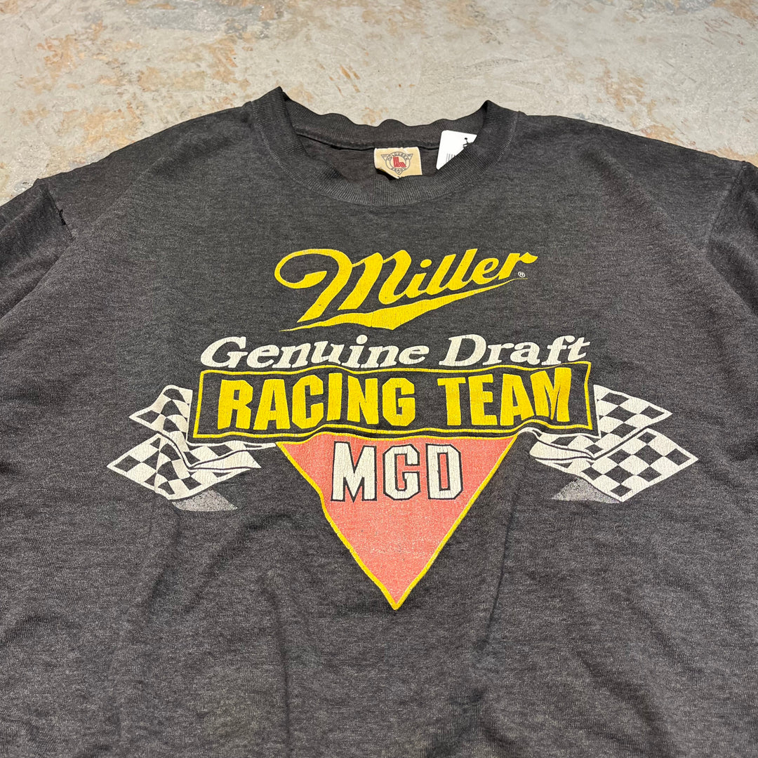 古着 USA製 miller/ジェニュイン ドラフト/レーシングチーム/ヴィンテージ シングルステッチ Tシャツ/サイズ2XL相当
