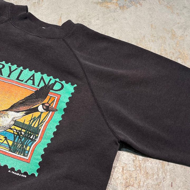 #4130 古着 Hanes/ヘインズ/Crew neck Print Sweat/クルーネックスウェット/MARYLAND/アニマルプリント/MADE IN U.S.A/サイズL