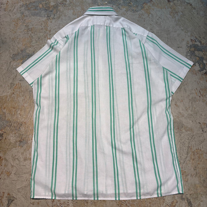 古着 LACOSTE/ ラコステ/ ボタンダウン半袖シャツ/ ストライプ柄/ サイズL相当