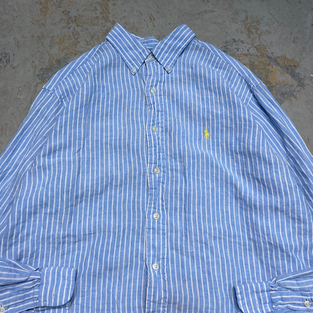 #4329 Ralph Lauren/ラルフローレン L/S B.D Shirts/ボタンダウンシャツ/CLASSIC FIT/ストライプ柄/サイズXL