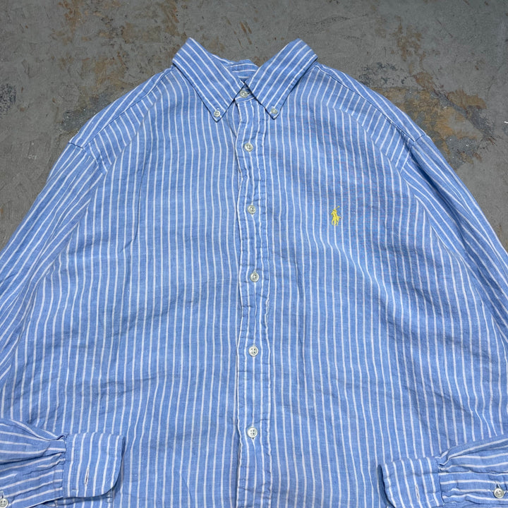 #4329 Ralph Lauren/ラルフローレン L/S B.D Shirts/ボタンダウンシャツ/CLASSIC FIT/ストライプ柄/サイズXL
