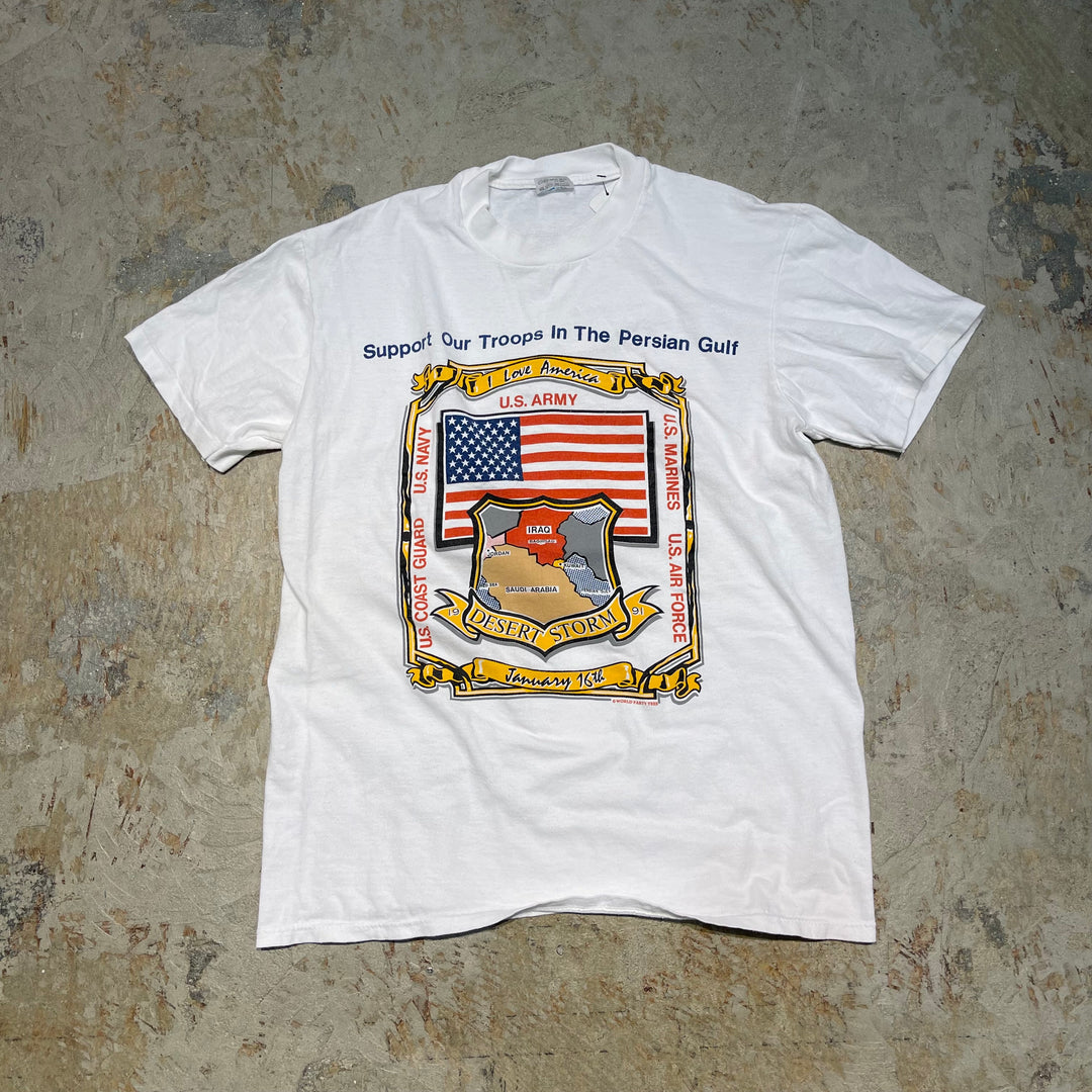 古着 90's USA製 stedman/ステッドマン アメリカ軍 メッセージTシャツ/サイズM