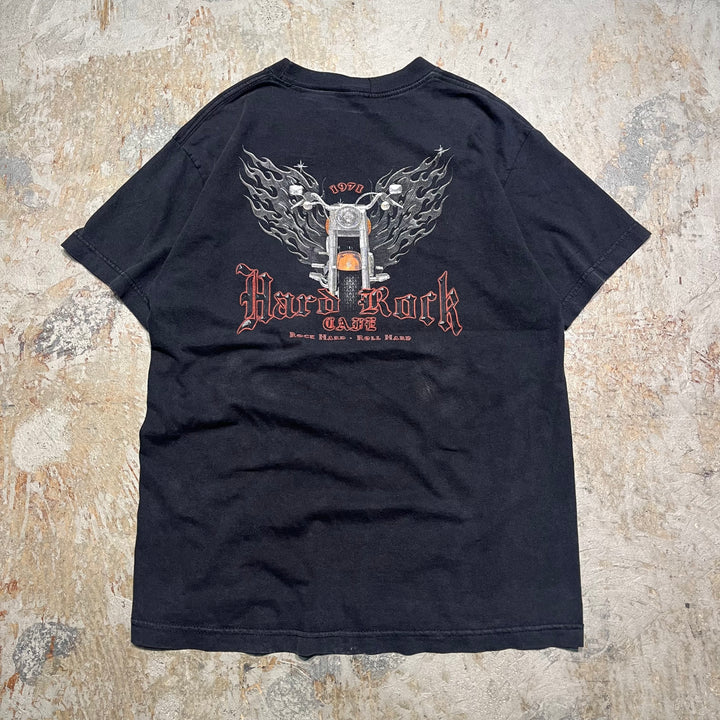 古着 90's HARD ROCK CAFE Detroit/ハードロックカフェ/アドバタイジング/企業系/プリントTシャツ / サイズ2XL相当