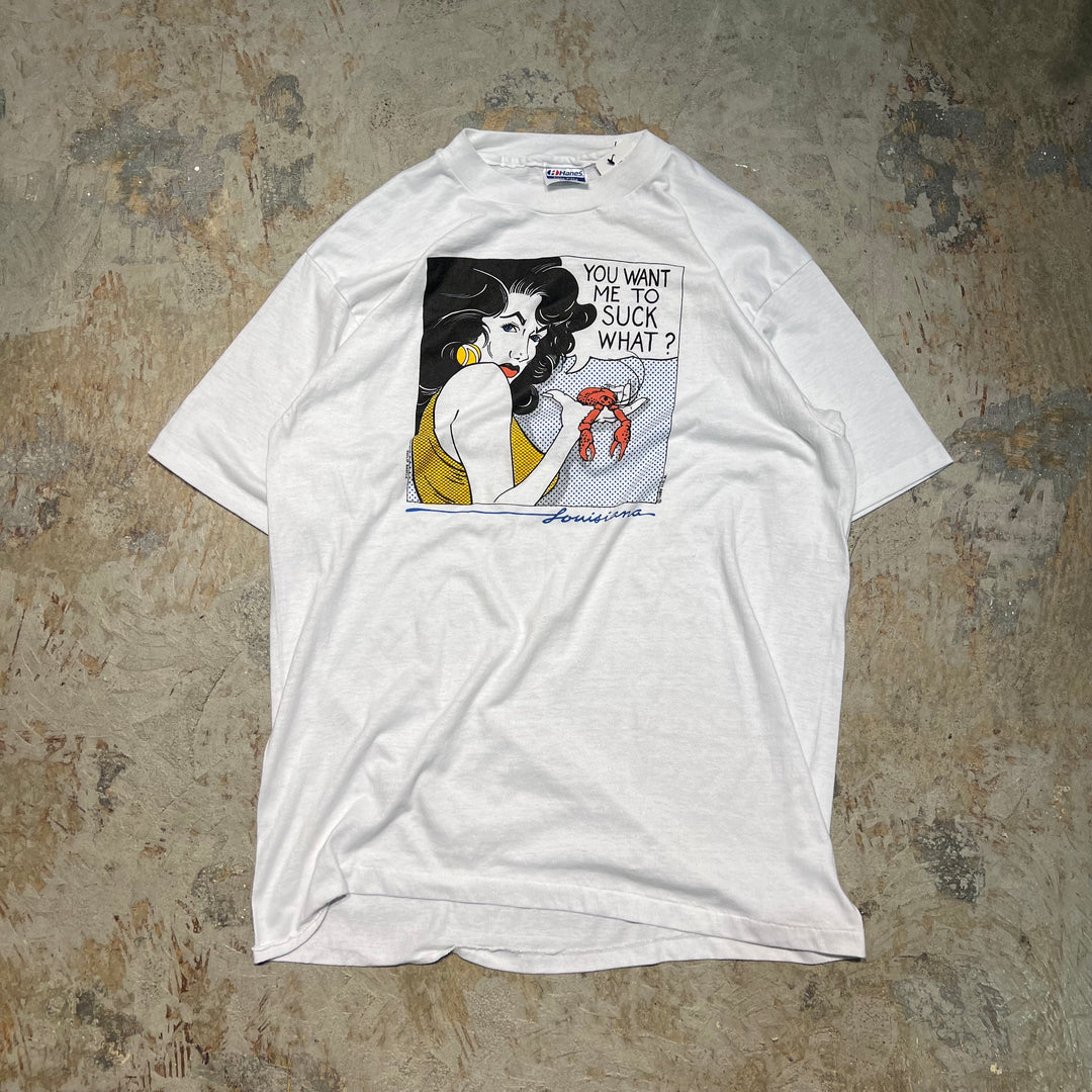 古着 80's~ USA製 アメコミ/"you want me to suck what?"/ヴィンテージ シングルステッチ プリントTシャツ/サイズXL相当