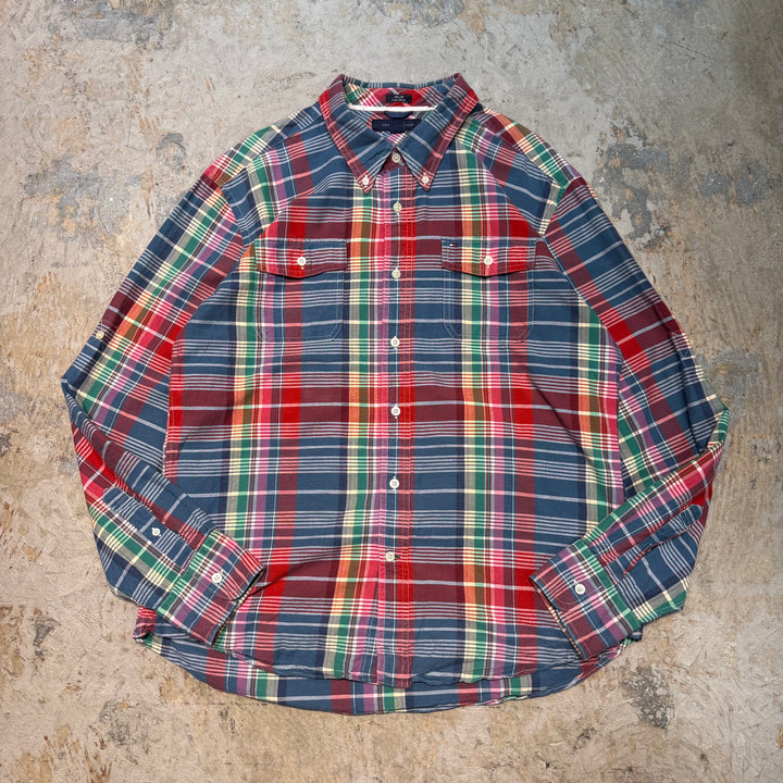 古着 TOMMY HILFIGER/ トミーヒルフィガー/ ボタンダウン長袖シャツ/ チェック柄/ サイズXL