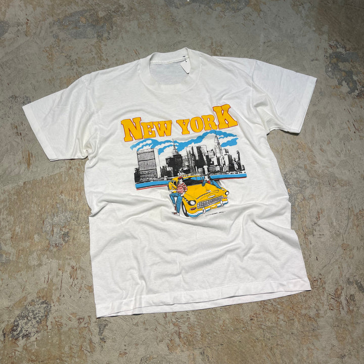 #4471 古着 88's Vintage/short sleeve Print t-shirt Tee/半袖プリントTシャツ/NEW YORK/シングルステッチ/サイズL-XL相当