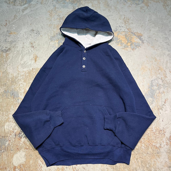 #3567 古着/Russell/ラッセル/Blank Henry Neck  Parker/ブランクヘンリーネックパーカー/無地/MADE IN USA/サイズXL