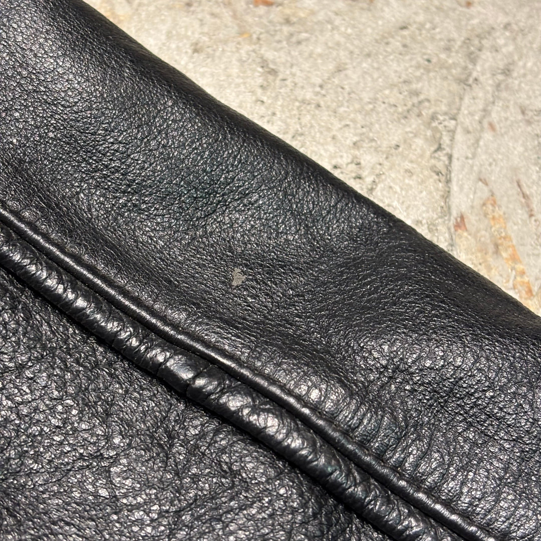 古着 WILSONS LEATHER/ ウィルソンズレザー/ 本革ジップアップレザージャケット/ 牛革/ 裏地ファー/ サイズL